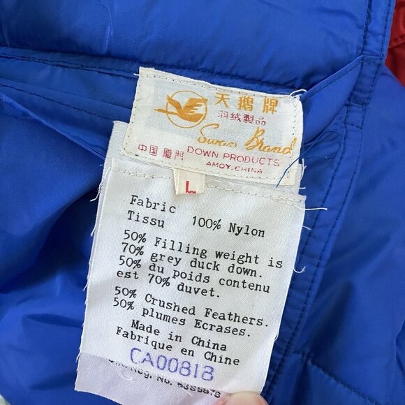 Vintage Swan Brand Quilted Vest Mens L Reversible Down Filled Zip Snap Puffer - Picture 6 of 8